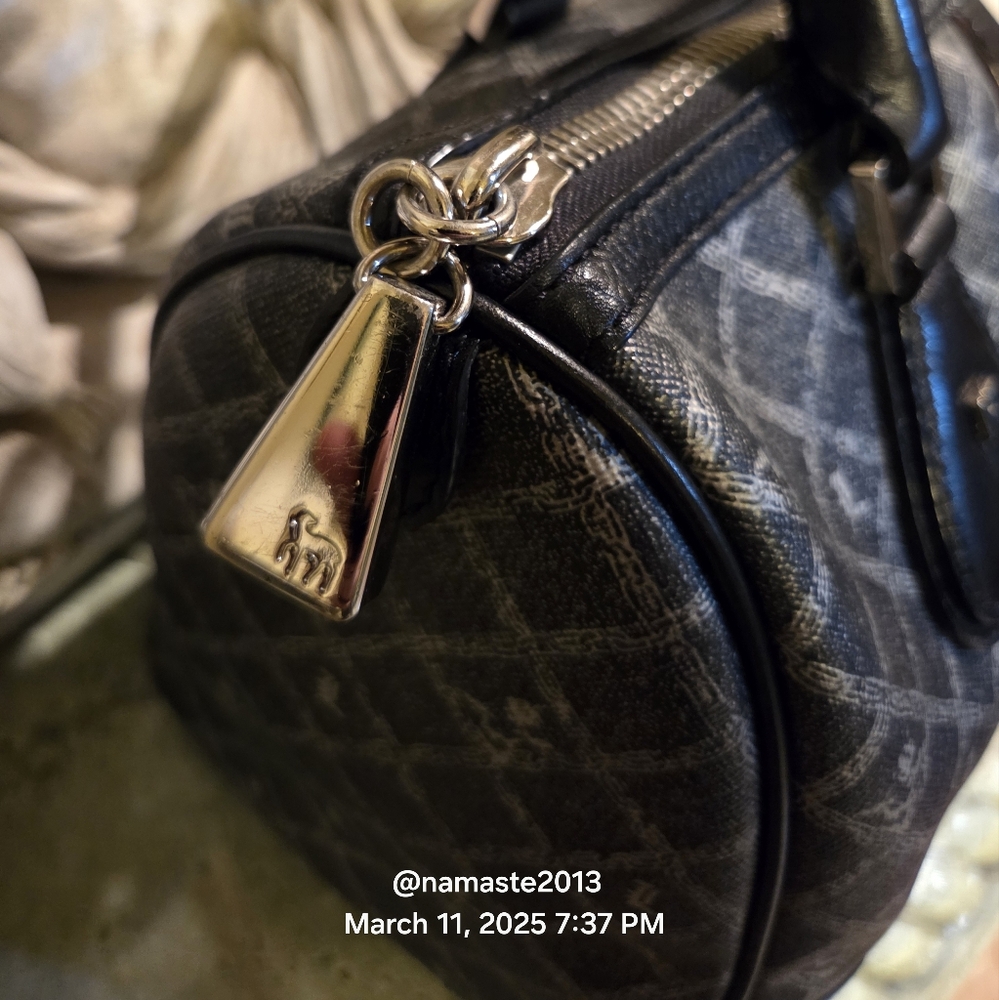 L.A.M.B. Gwen Stefani Small Satchel Silver Black Grey Designer Leather #104 - Picture 12 of 13